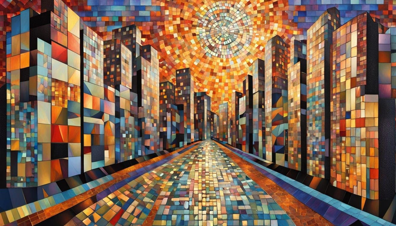 Vibrant Afrofuturist Village Scene in Rhinebeck