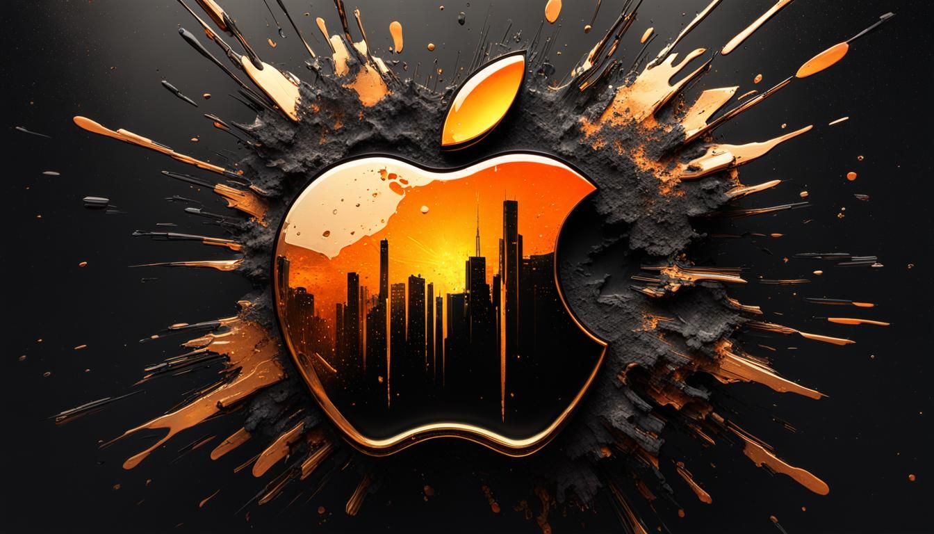 Apple Windows Fusion Logo in Retro Sci-Fi Style