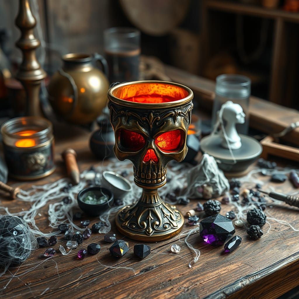 Cursed Skull Goblet with Glowing Evil Aura