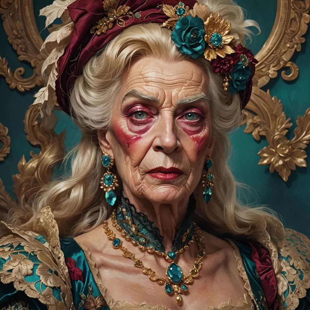 Ornate Portrait of an Elderly Person in Drag