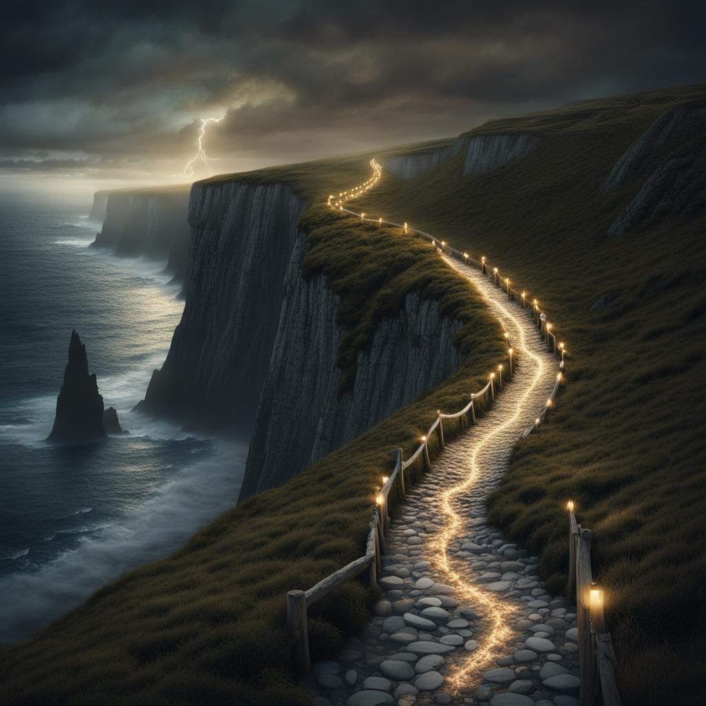 Winding Path to Horizon Near Cliffs of Moher