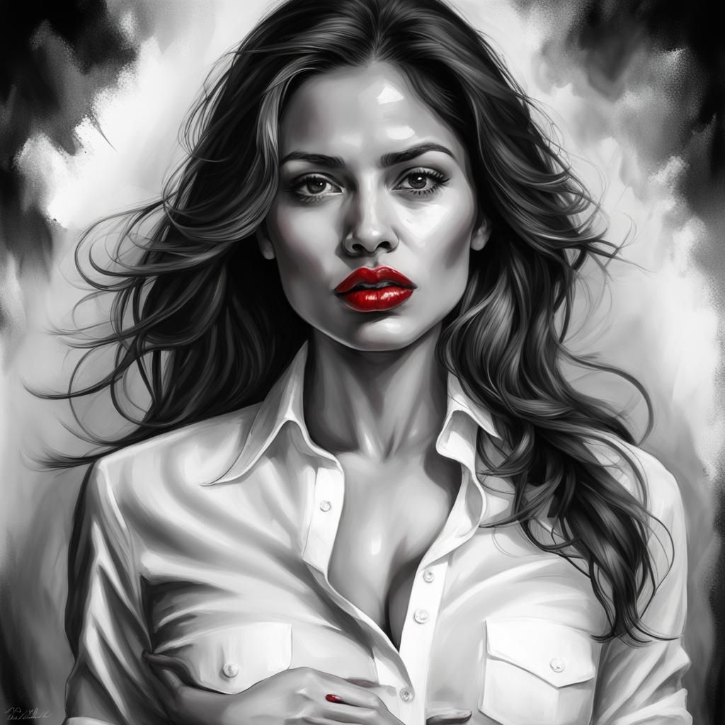 Sensual Portrait of Latina Woman in Splash Art Style