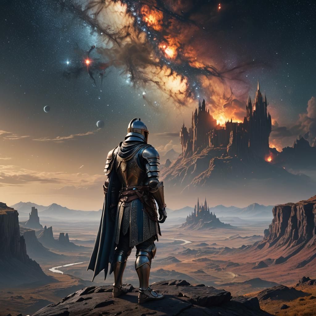 Knight Gazing at Galaxy: Fantasy Concept Art