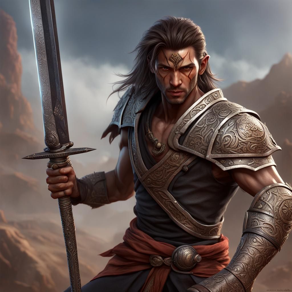 Githyanki Fighter with Sword: Fantasy Concept Art