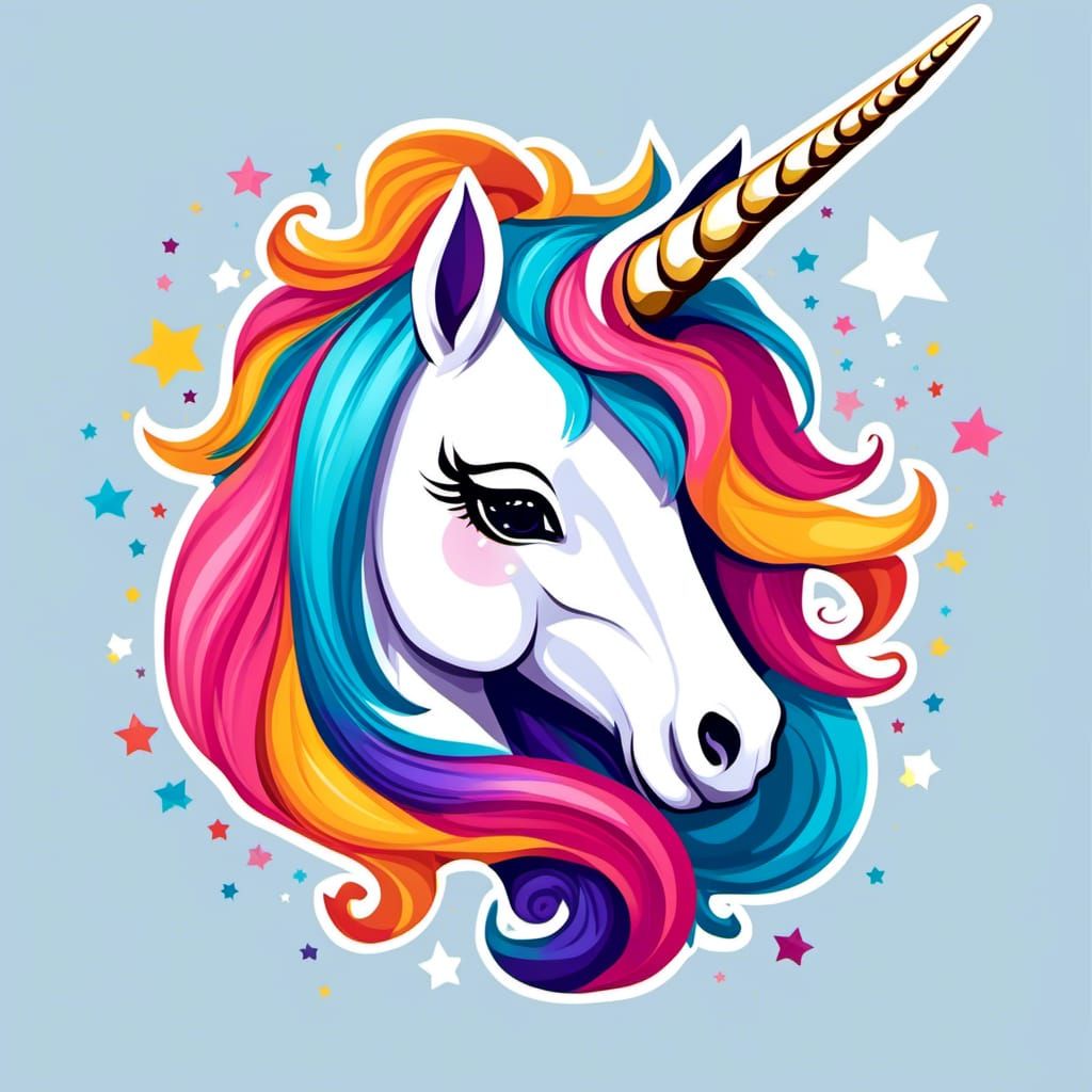 Colorful Clip Art Unicorn Illustration
