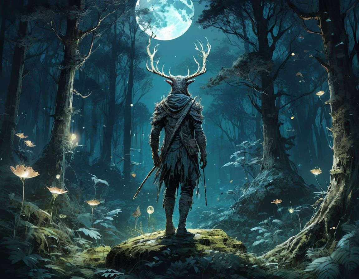 Enchanted Forest: A Moonlit Fantasy Illustration