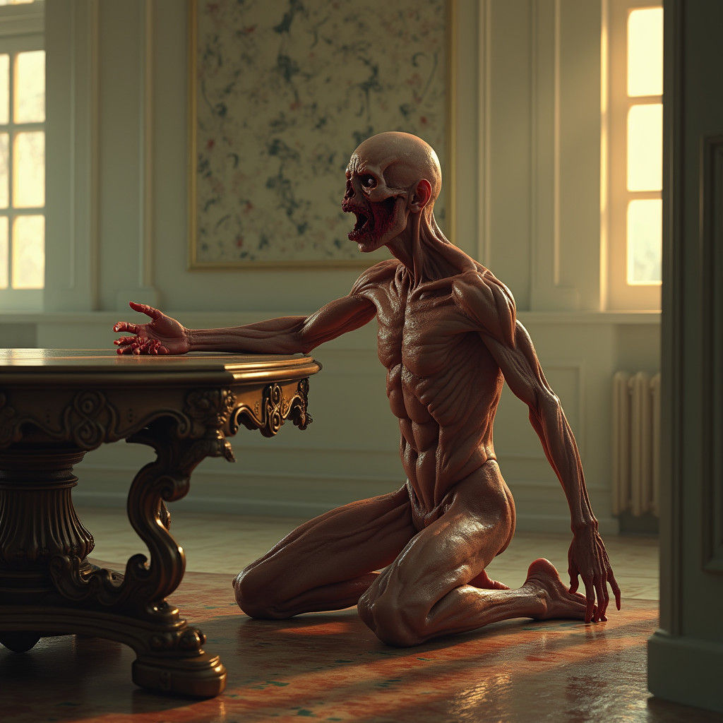 Disturbing Skinless Man Portrait in Dark Fantasy Style