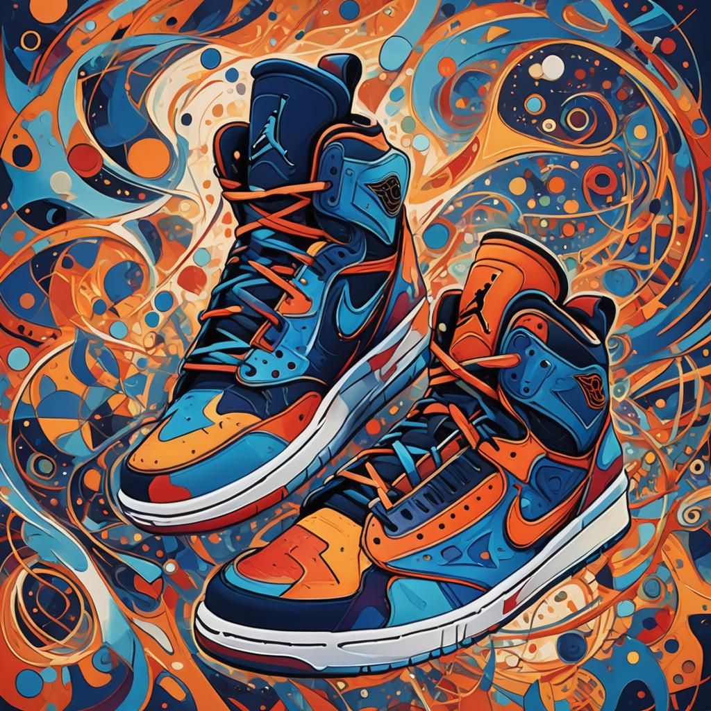 Air Jordans in Kandinsky-Inspired Abstract Expressionism