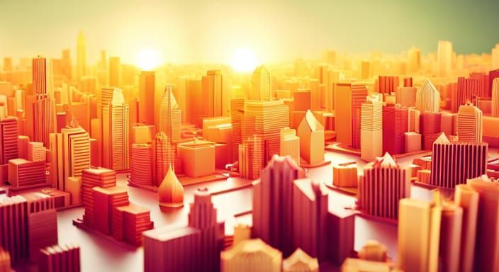 Origami Melbourne: 3D Render of Australian City