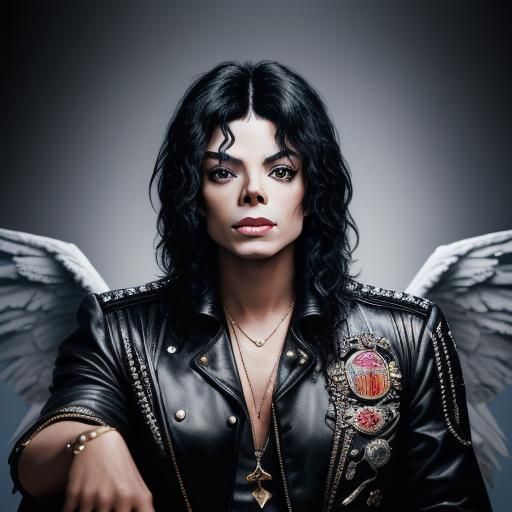 Michael Jackson Angel Cartoon on Neverland Throne