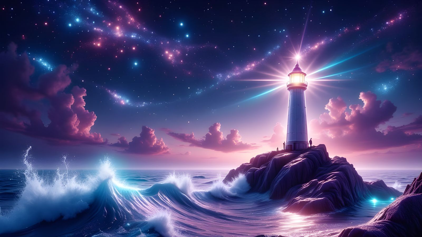 Cosmic Lighthouse Beacon in a Sci-Fi Style