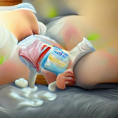 Realistic 4K Image of Baby with Milk Diaper