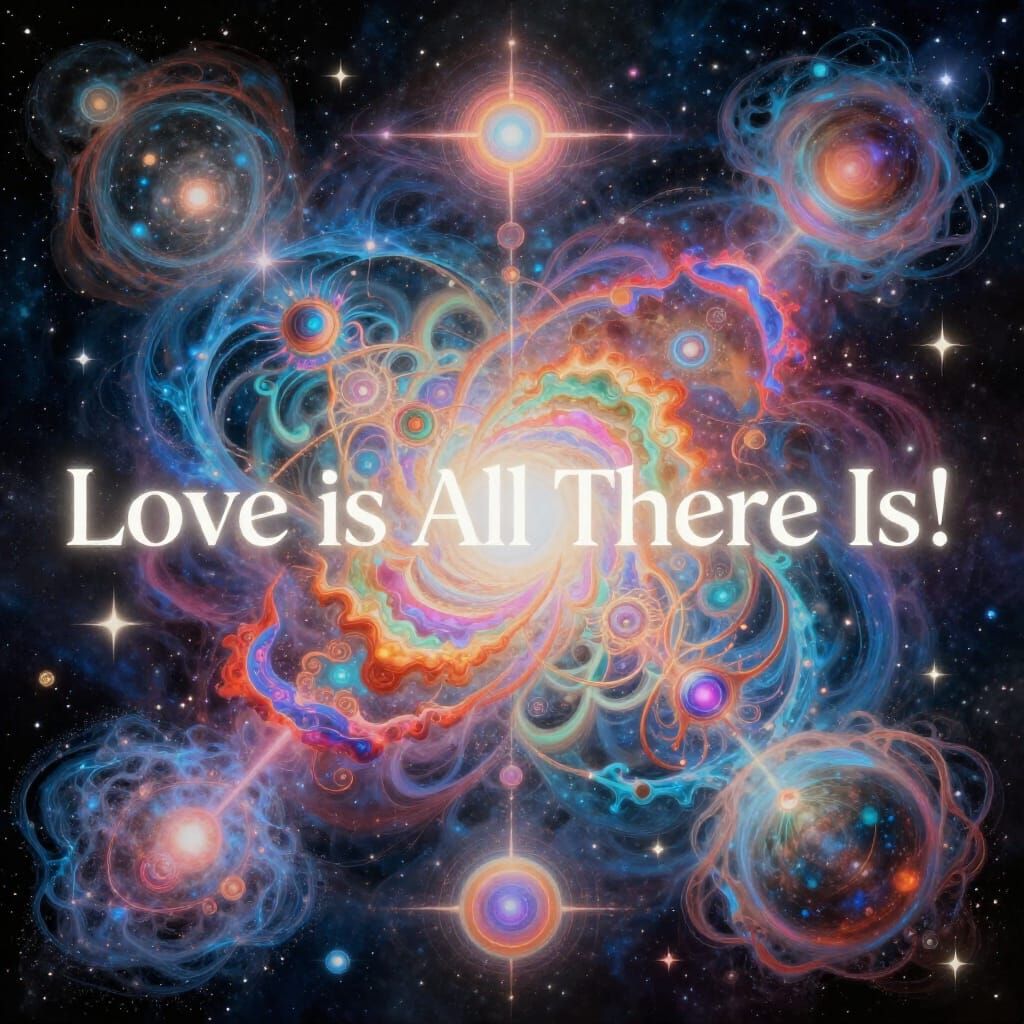 Cosmic Love Illustration in Pablo Amaringo Style