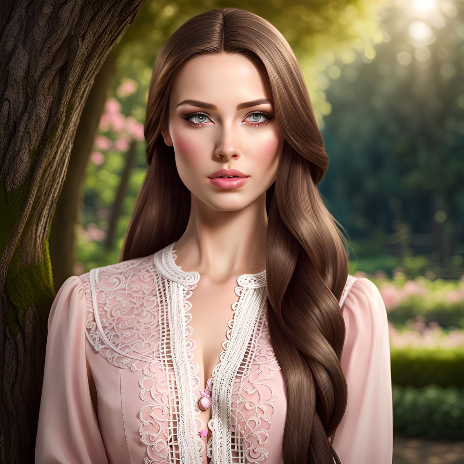 Elegant German Noblewoman in Hyperrealistic Portrait