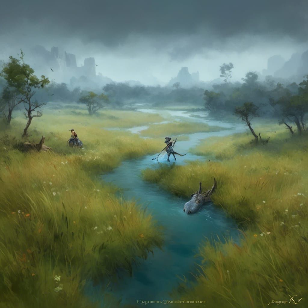 <lora:Oil and Water:1.0> River rush