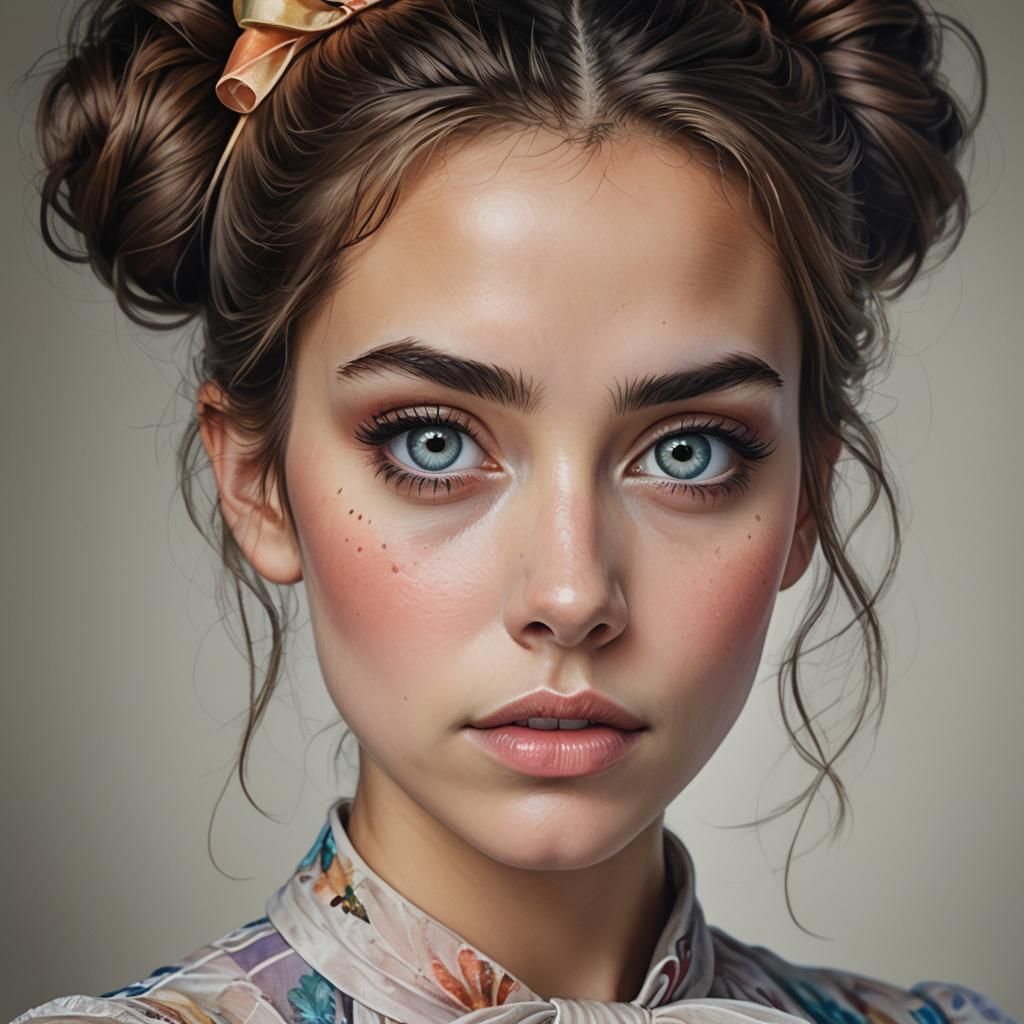 Woman with Expressive Eyes in Luminism Art Style