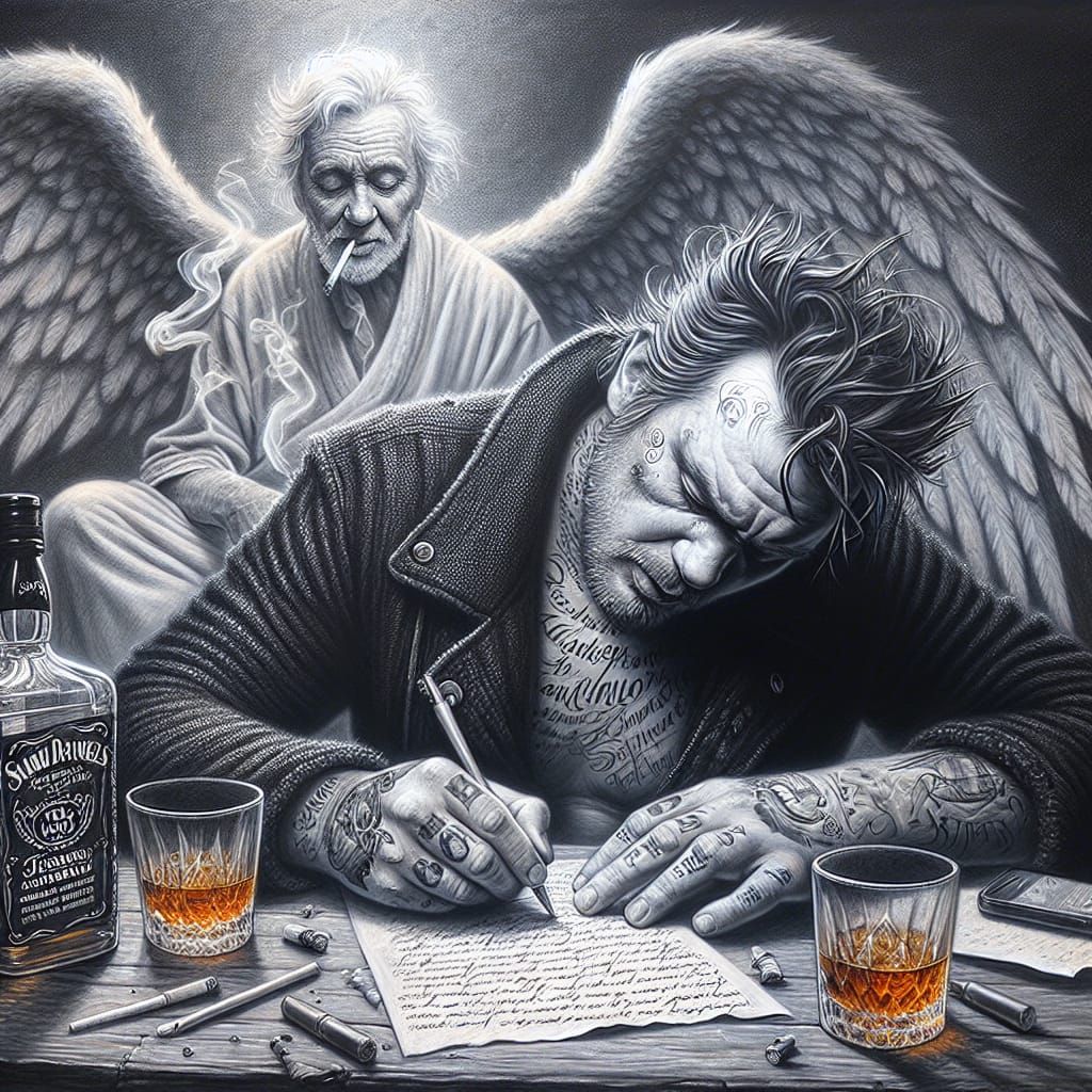 Jelly Roll-Smoking section inspired prompt " Tryin' to write...