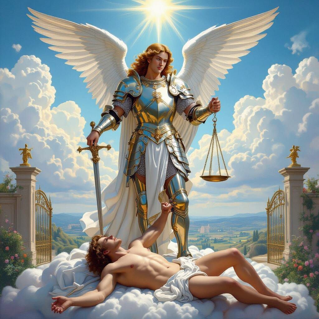 Archangel Michael Defeats Lucifer in Romantic Style