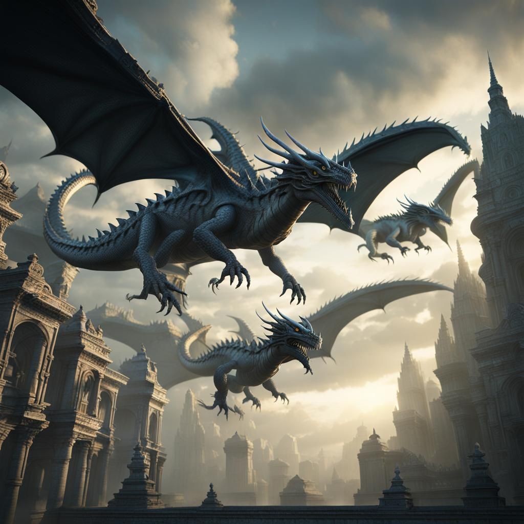 Dragons in Flight: Giger-Inspired Concept Art