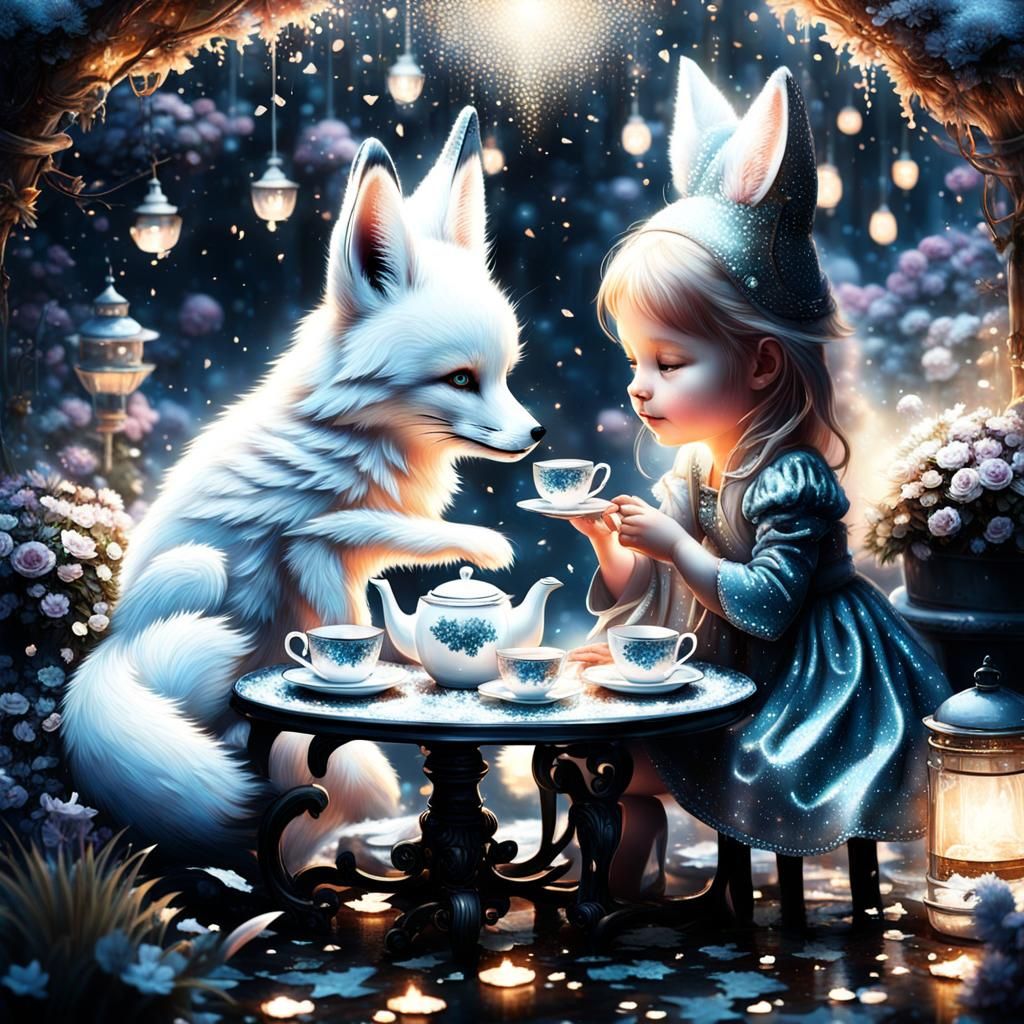 Magical Tea Party with Fox and Girl
