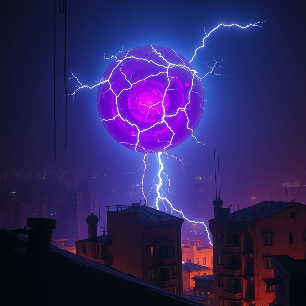 Ominous Orb Hovers Over Gaza in Synthwave Neon