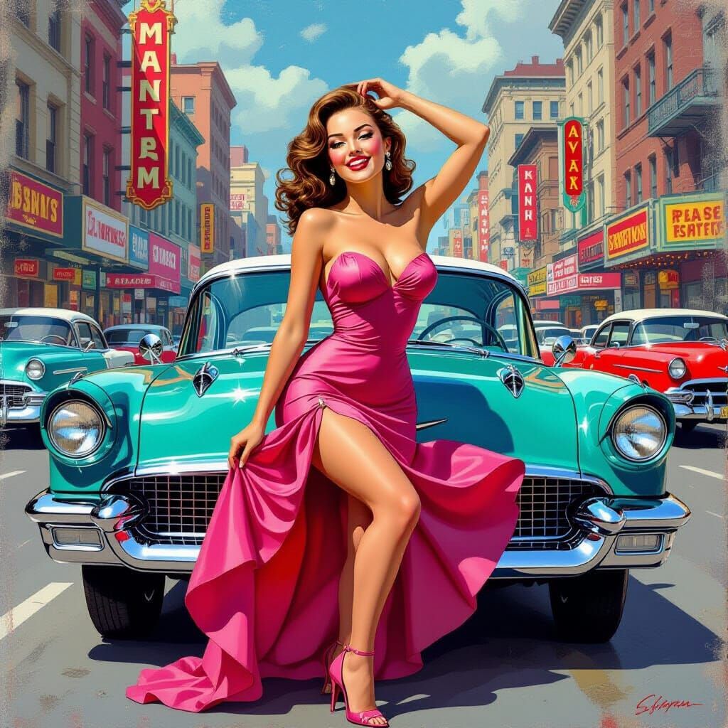 Retro Pin-Up Girl in Pop Art Style