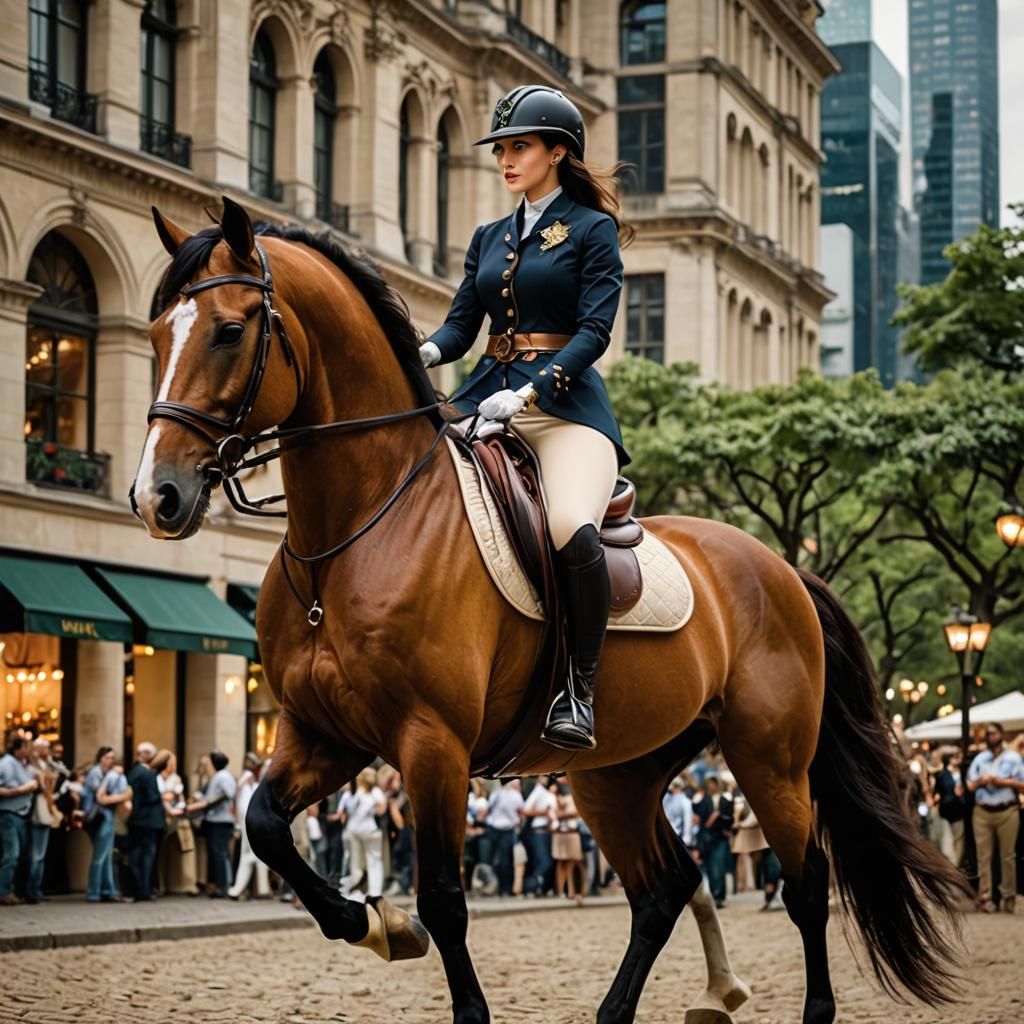 Elegant Urban Amazon Equestrienne in Ultra Detail