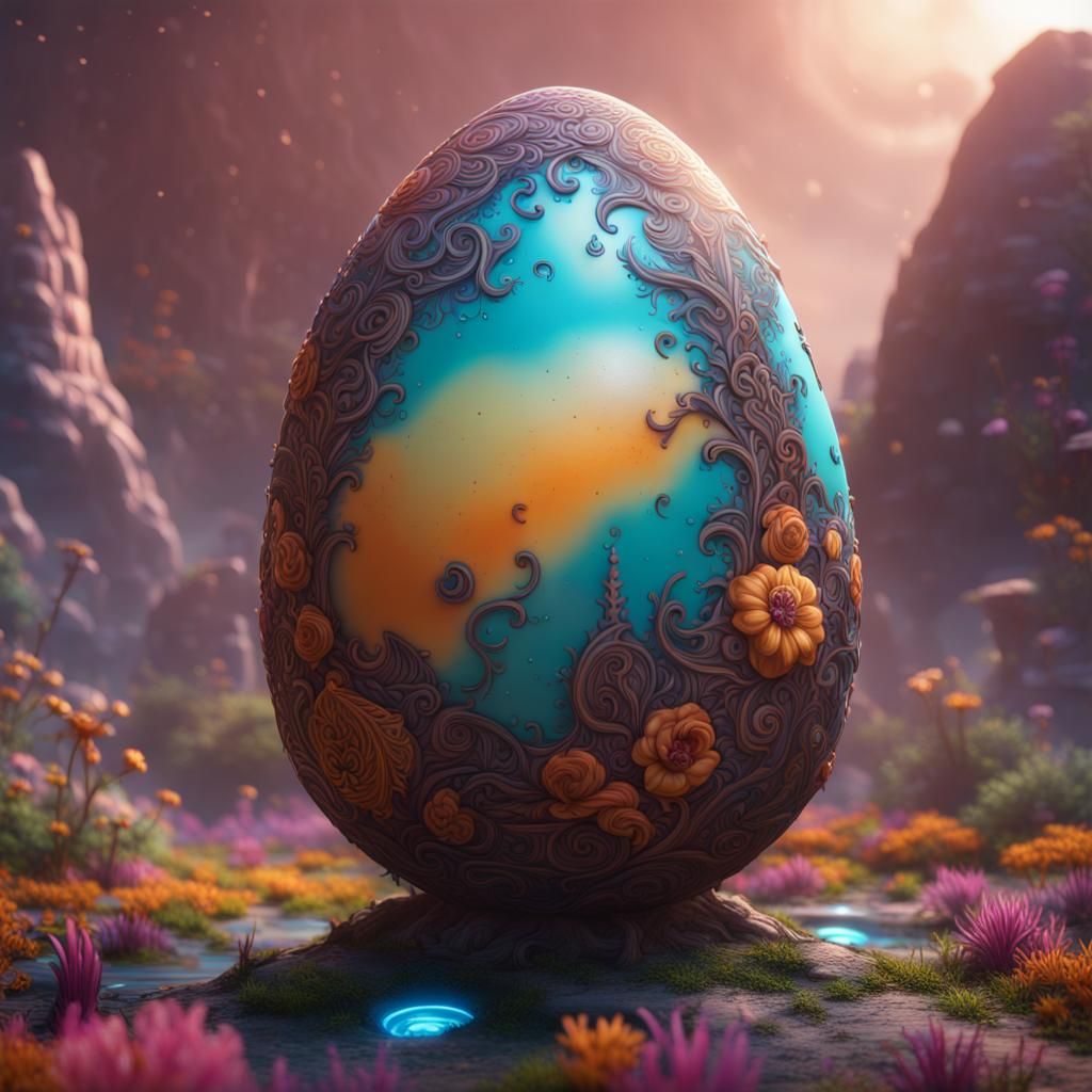 Psychedelic Hippy Egg: Detailed Matte Painting