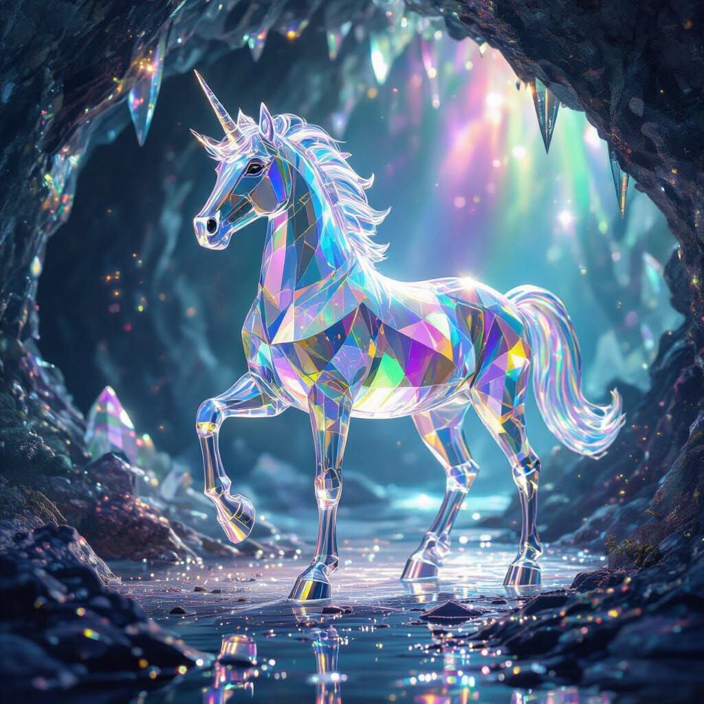 Crystal Horse Comes Alive in Magical Prismatic Cave