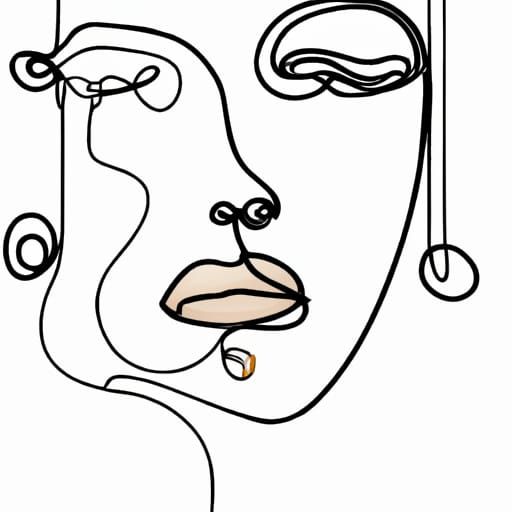 Klimt-Style Minimalist Woman Silhouette Drawing