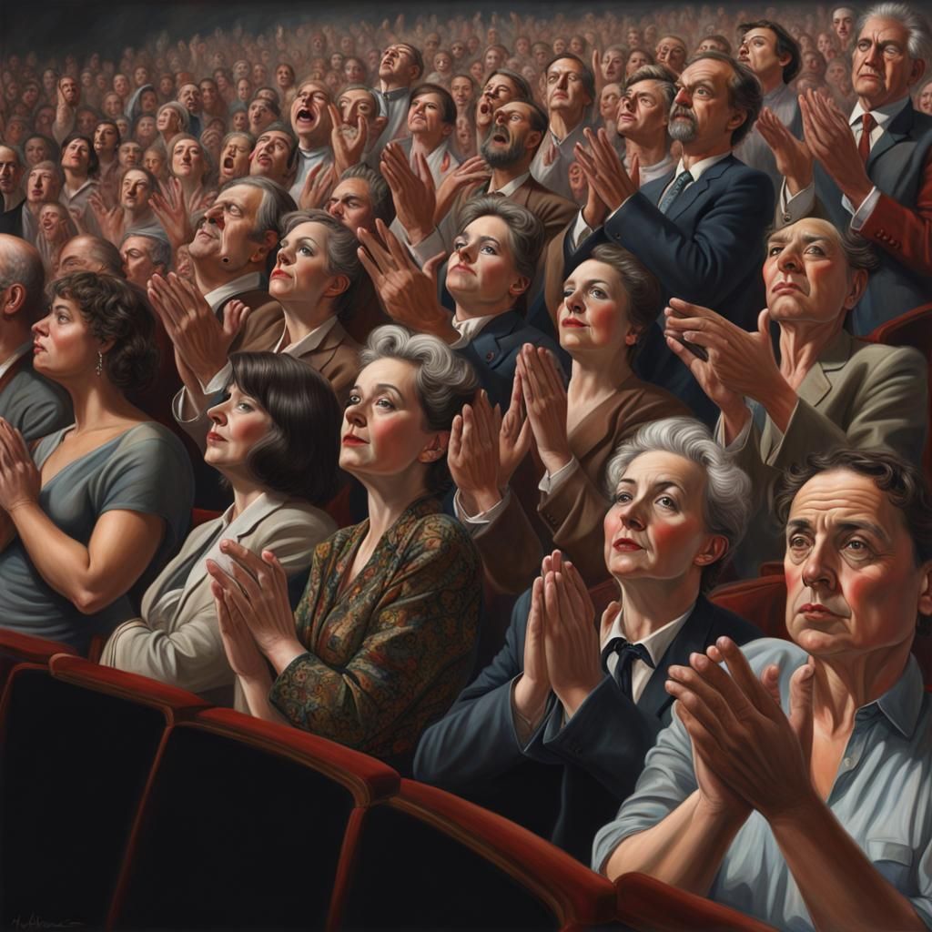Hyperrealistic Theatre Audience in Hypermodern Style