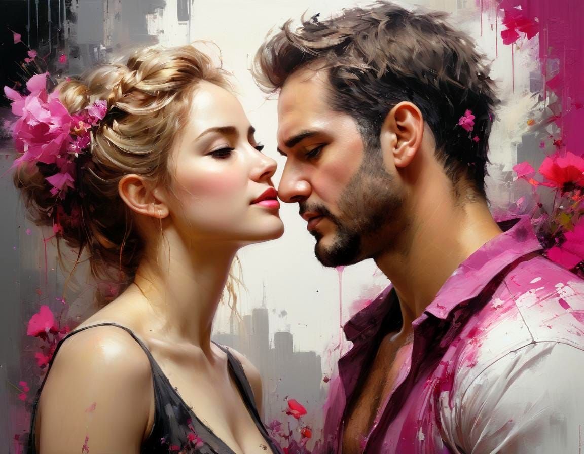 Duotone Portrait of Couple in Fine Art Style