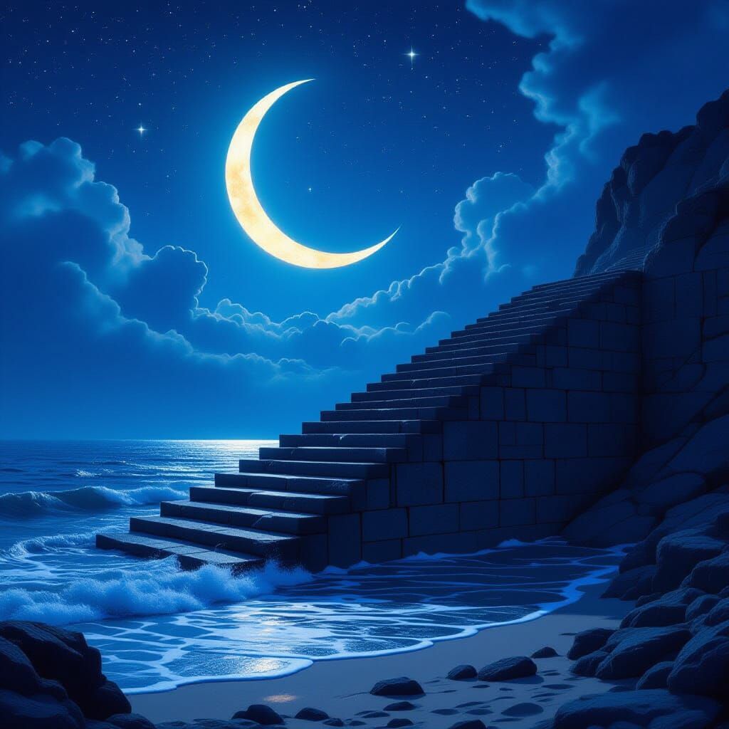 Mysterious Stone Stairway Ascends Ocean to Celestial Expanse