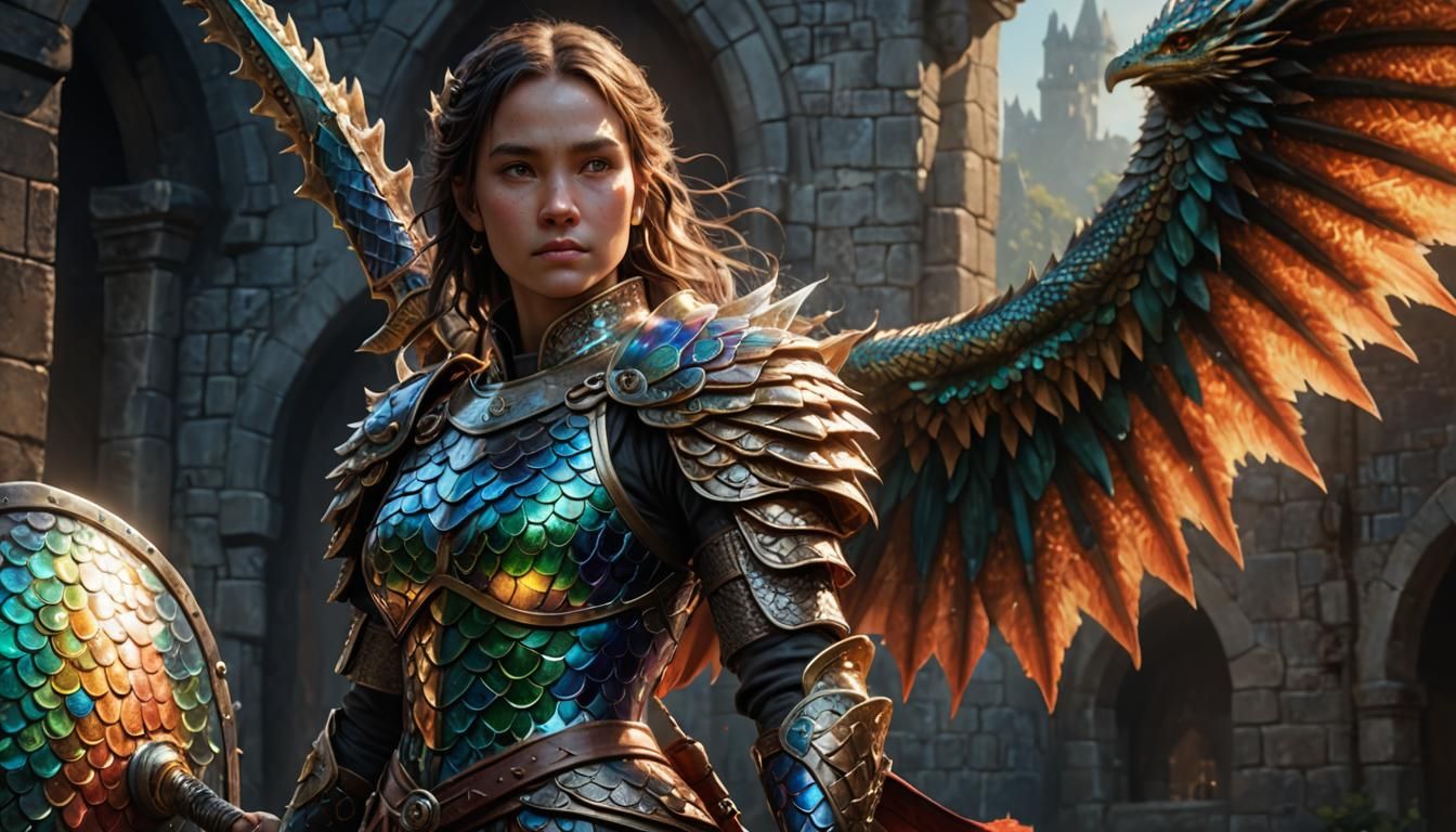 Detailed Hyperrealistic Dragon-Fish Woman Concept Art