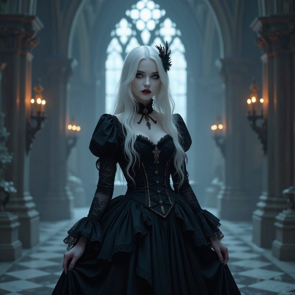 Gothic Girl Portrait in Mystical Castle Ambiance