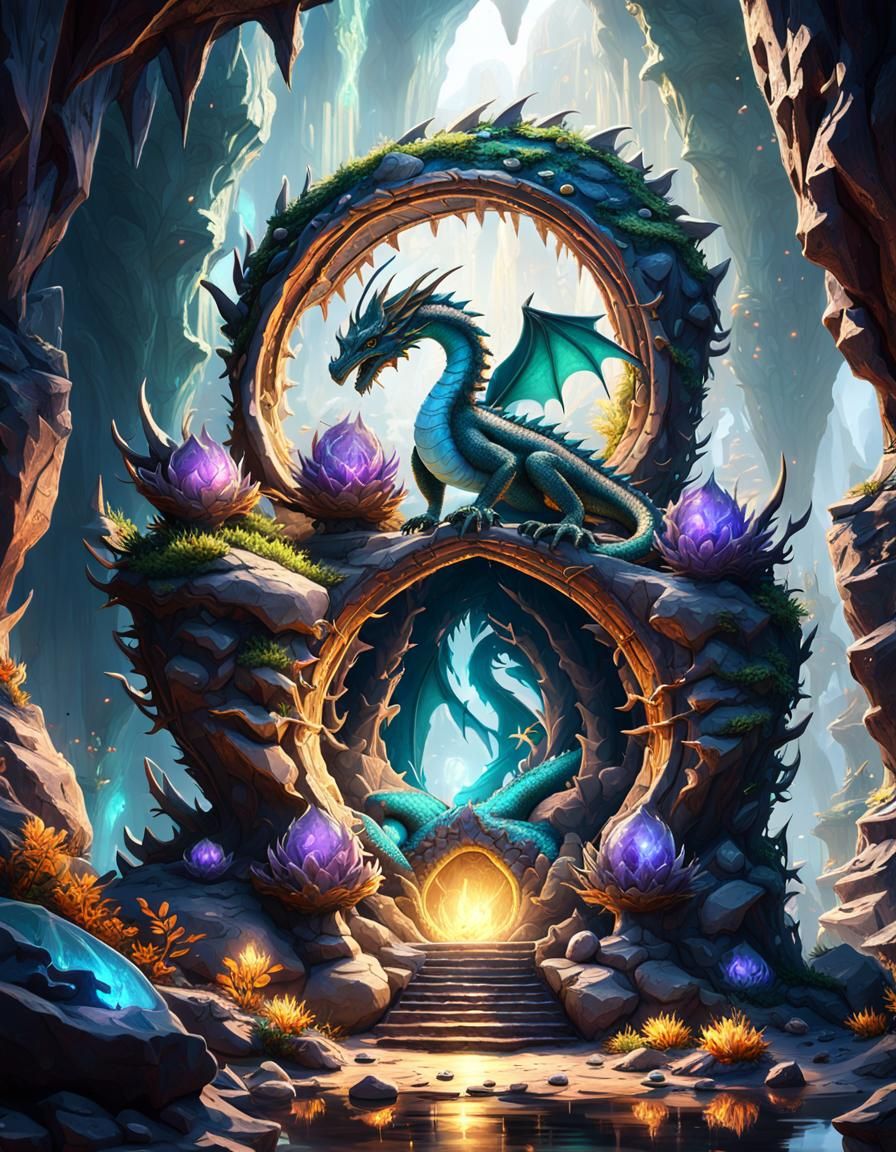 Dragon's Jewel-Encrusted Nest: A Fantasy Art Concept