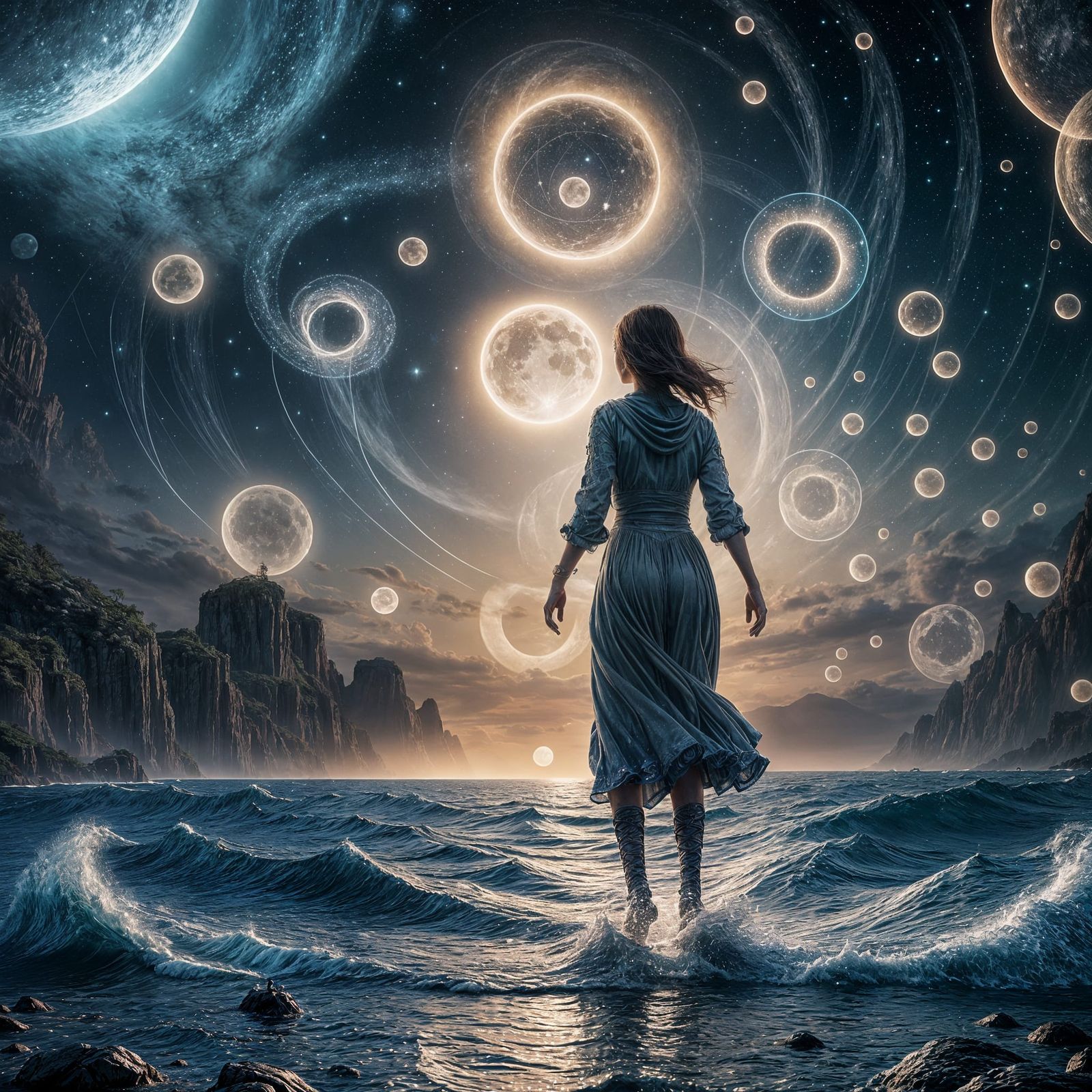 Talking to the moon.