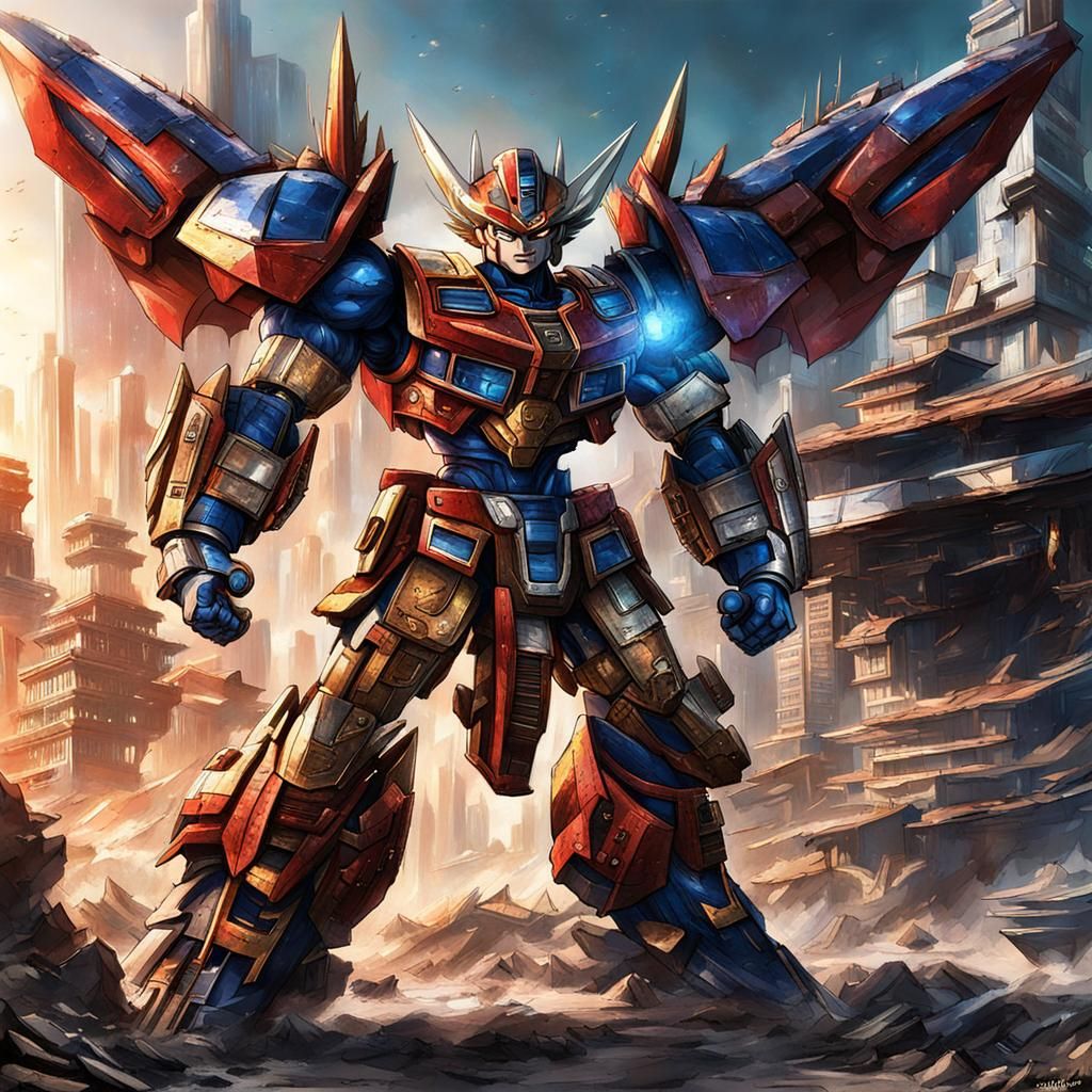 Goku and Optimus Prime Fusion: Mechanical Marvel