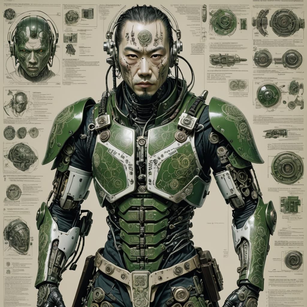 Porcelain Faced Cyborg Assassin with Filigree Armor