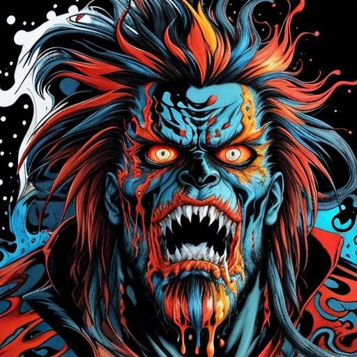 Vibrant Shadow Monster in Liquid Ink Style