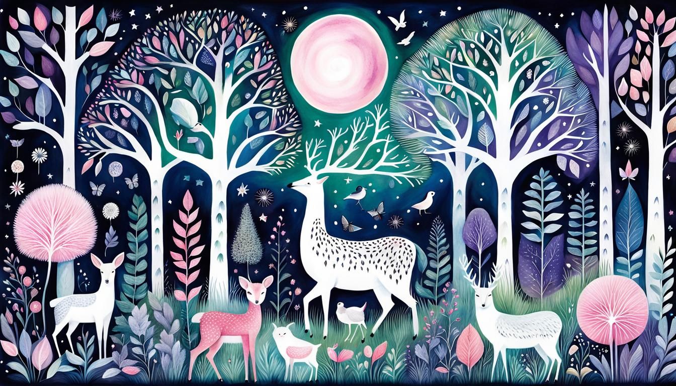 Magical Petting Zoo Scene in Illustrated Style