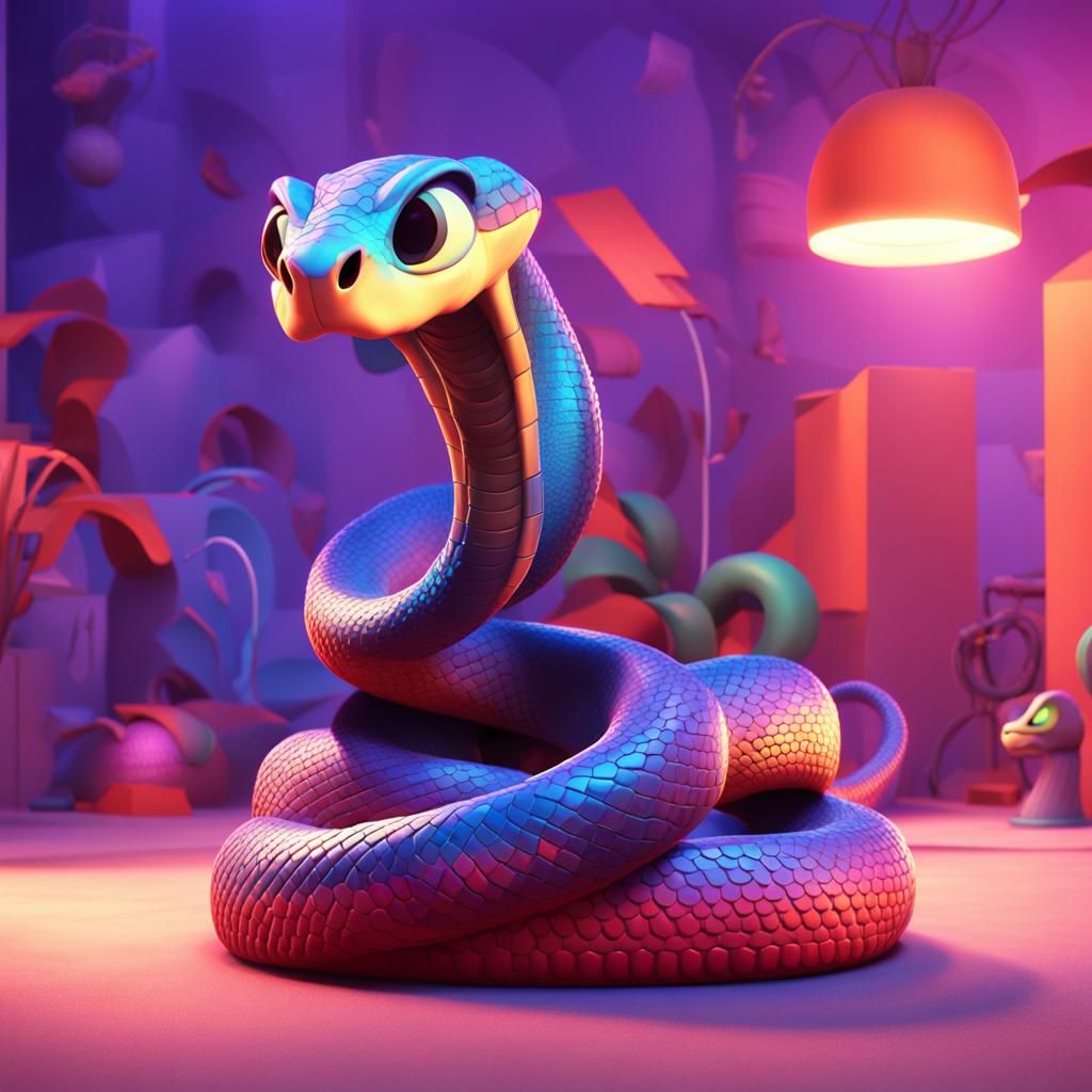 Stylized Cobra in 3D Digital Art