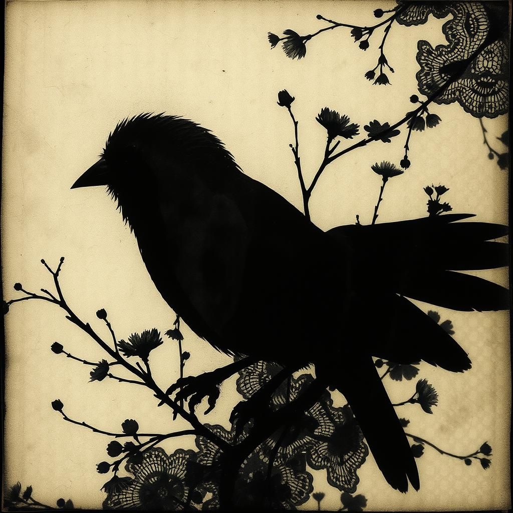 Black Bird Photogram in Rayograph Style