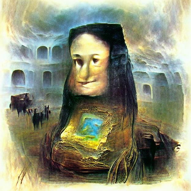 Surreal Mona Lisa in Dystopian Style