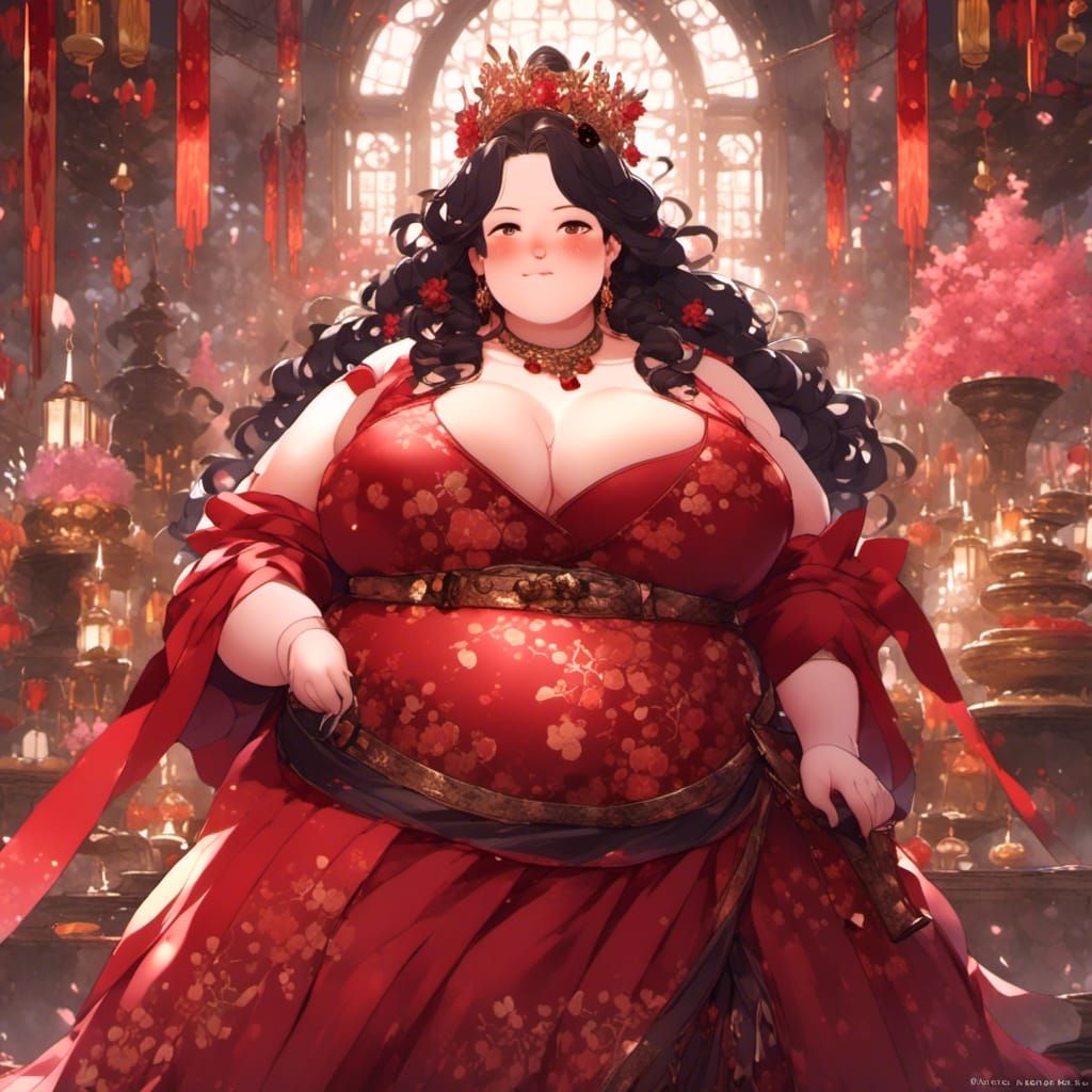 Obese Nezuko Kamado in Medieval Anime Style