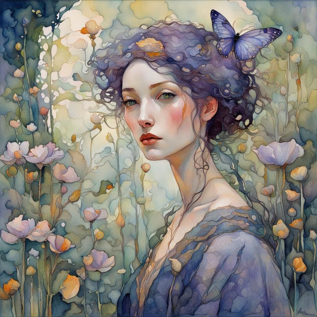 Enchanting Fae Illustration in Mixed Media Style