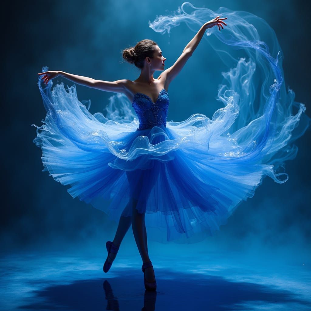 Indigo Ballerina in Swirling Ferrofluid Vortex