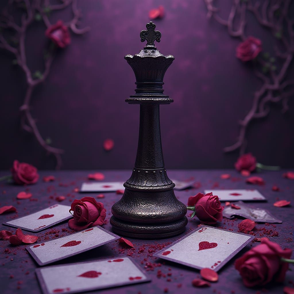 Regal, Gothic Chess Queen Album Cover in Deep, Rich Purples