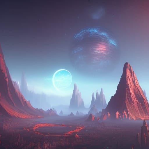 Detailed Planetary Concept Art in Deep Color