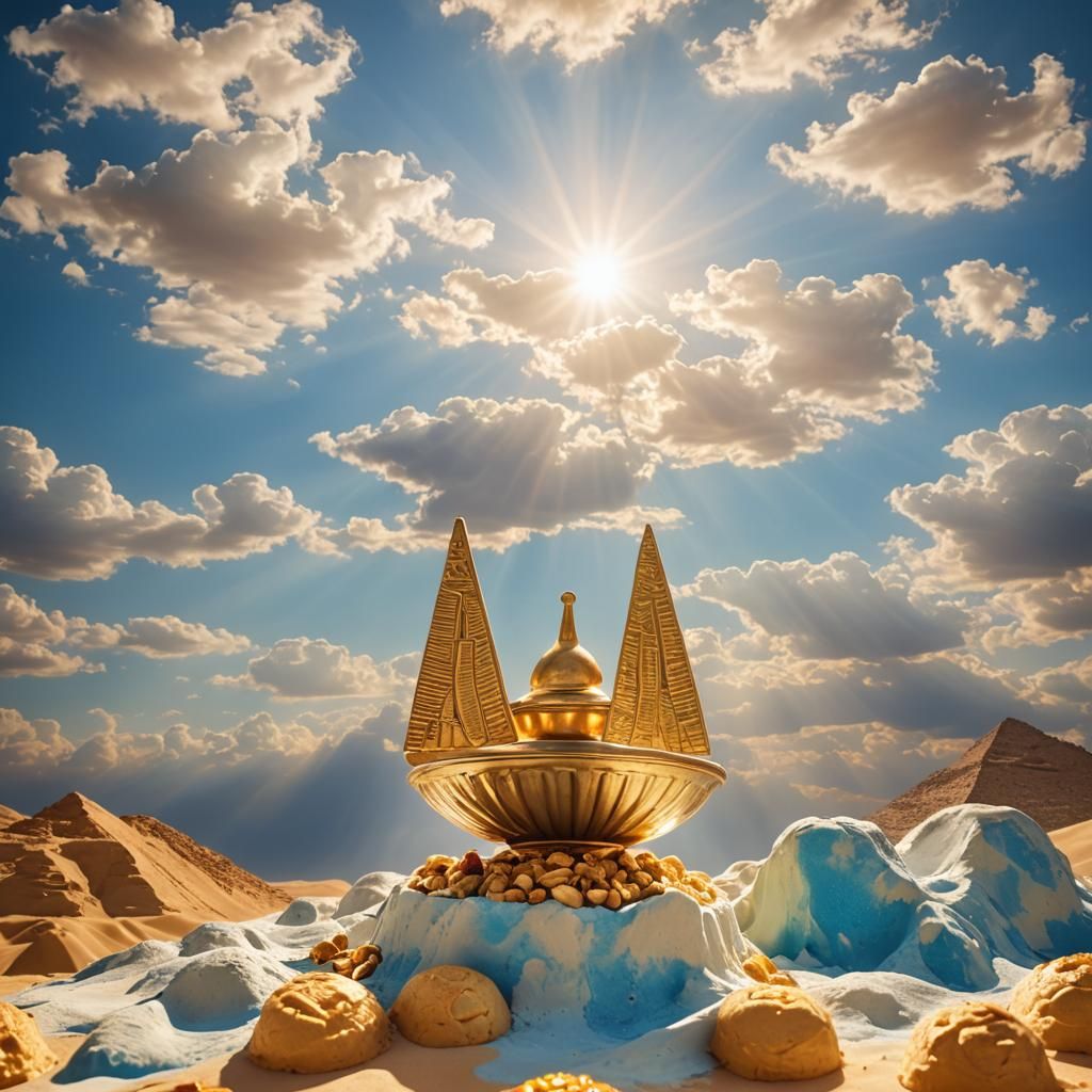 Golden Egyptian Desert Under Divine Sunshine